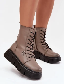 Dámské workery na platformě s  tmavě béžové model 21707976 - VINCEZA