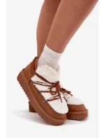 Dámské nízké sněhule na platformě s kožíškem D.Franklin – camel