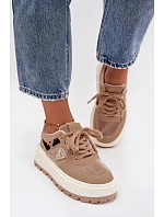 Dámské boty na platformě A209 béžové - Sweet Shoes