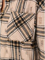 Dámská kostkovaná košile DY0485 béžovo-černá - FashionStreet