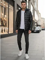 Pánská zimní prošívaná kožená bunda černá Dstreet model 21994749 - FashionStreet Pánská zimní prošívaná kožená bunda černá Dstreet model 21994749 - FashionStreet