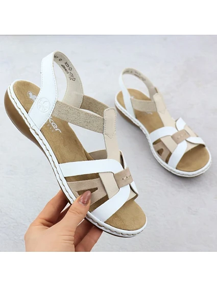 Pohodlné dámské nazouvací sandály bílé model 21904731 - Rieker