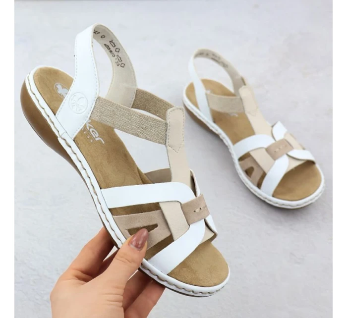 Pohodlné dámské nazouvací sandály bílé model 21904731 - Rieker