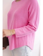 Svetr dámský z viskózy s dlouhým rukávem a kulatým výstřihem růžový Svetr dámský z viskózy s dlouhým rukávem a kulatým výstřihem růžový