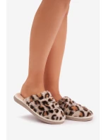 Dámské Kožešinové Pantofle Panterka Bežové model 21681213 - Inblu
