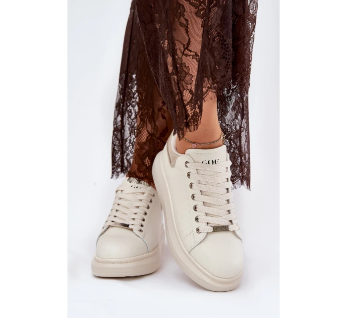 Kožené Dámské Tenisky Na Platformě Béžové model 21691425 - Goe