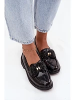 Lakované dámské mokasyny s mašlí S.Barski HY52-319A černé