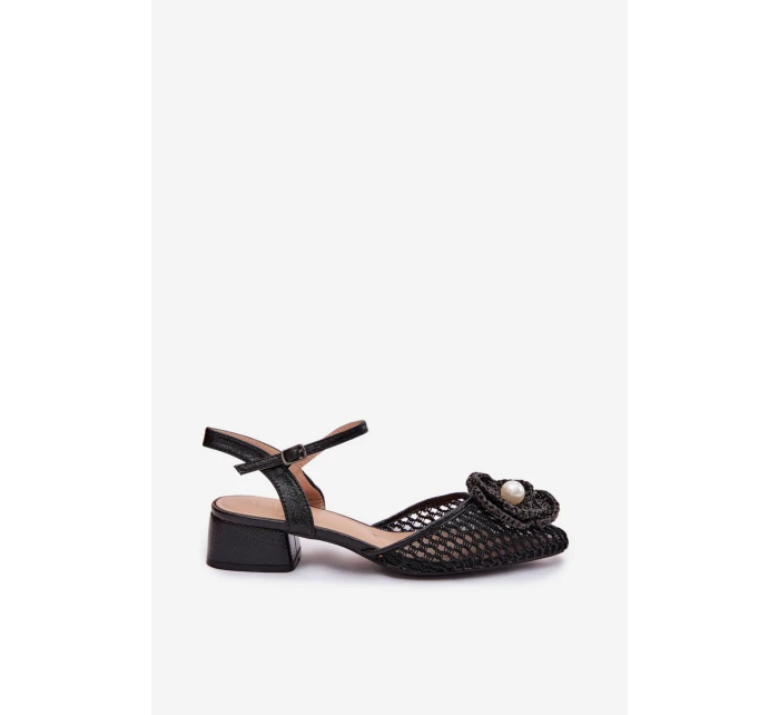 Dámské sandály na klínku s ozdobným detailem Černé Vionessa Dámské sandály na klínku s ozdobným detailem Černé Vionessa