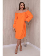 Španělské šaty s ozdobnými rukávy oranžové