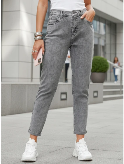 Dámské džíny mom fit s vysokým pasem šedé FashionStreet UY2894