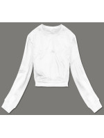 Tenká krátká bílá dámská tepláková mikina (8B938-1)