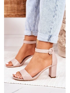 Dámské Sandály Na Podpatku Pudrově Růžové model 21525147 - EVENTO