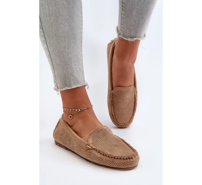 Dámské semišové mokasíny tmavě béžové model 21653934 - Boto Dámské semišové mokasíny tmavě béžové model 21653934 - Boto