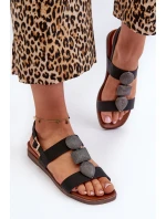 Dámské Černé Sandály S Ozdobami Sergio Leone SK072H Dámské Černé Sandály S Ozdobami Sergio Leone SK072H