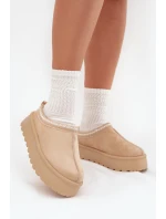 Nízké dámské sněhule s výšivkou na platformě světle béžové model 21676491 - Boto