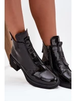 Lakované kožené dámské boty s na Černé model 21708346 - Boto
