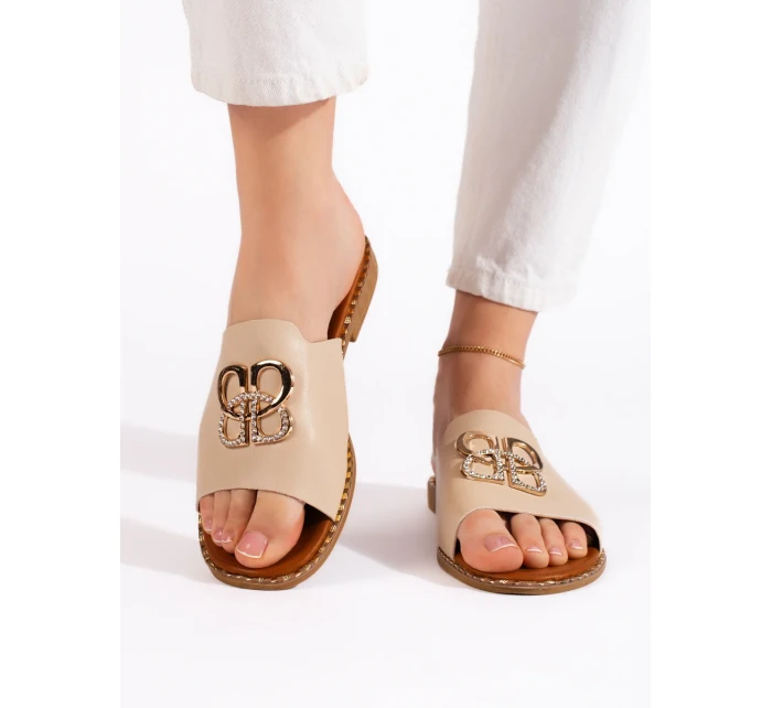 Moderní nazouváky dámské hnědé bez podpatku Moderní nazouváky dámské hnědé bez podpatku