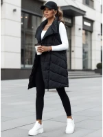 Dámská prošívaná dlouhá vesta bez kapuce SERKIS černá FashionStreet TY4524