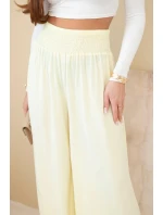 Dámské viskózové kalhoty s elastickým pasem žluté Dámské viskózové kalhoty s elastickým pasem žluté