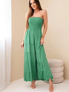 Dámské viskózové šaty s elastickým vrškem zelená