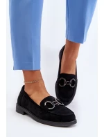 Dámské semišové mokasíny s ozdobou Černé Echonesa