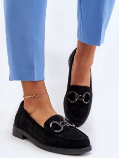 Dámské semišové mokasíny s ozdobou Černé Echonesa