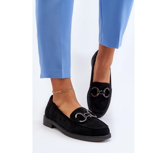 Dámské semišové mokasíny s ozdobou Černé Echonesa