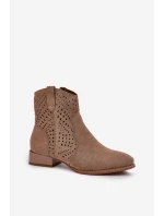 Dámské perforované botky na nízkém podpatku béžové Neliawen