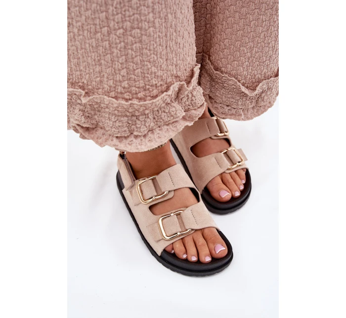 Dámské sandály s přezkami světle béžové Seladith