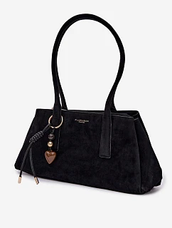 Eko semišová kabelka s přívěskem Černá model 22111620 - Flora&Co