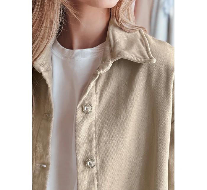Dámská přechodná košilová bunda oversize KOSMOJACK c.beige FashionStreet TY4841