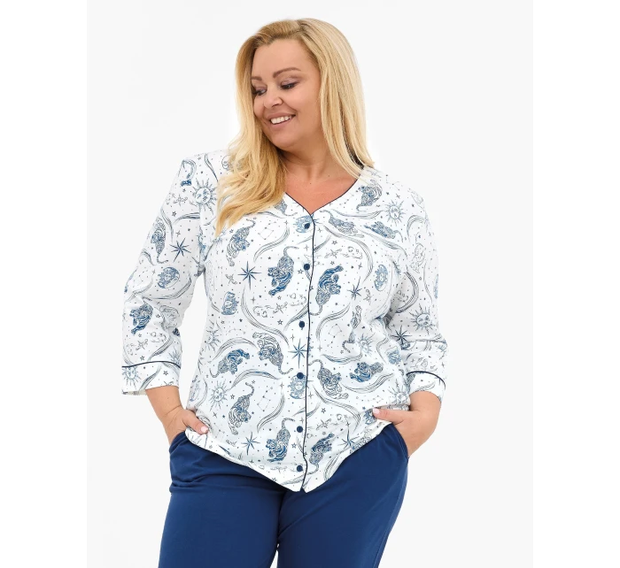 Pyžamo  2 3/4 3XL5XL dámské rozepínací model 21238303 - Cornette