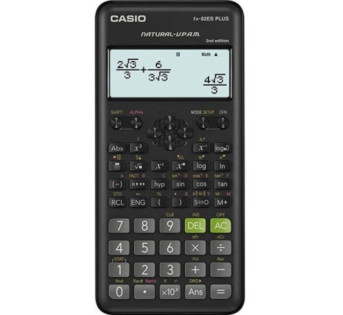 CASIO FX-82ESPLUS-2 VĚDECKÁ KALKULAČKA, 252 FUNKCÍ, 77X162MM, ČERNÁ KRABIČKA