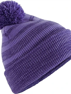 Beechfield B 476 Pletená čepice s bambulí "Team Stripe" 53.0476 purple