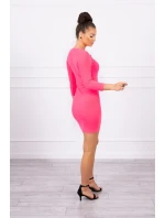 Šaty s ozdobnými knoflíky růžové neonové Šaty s ozdobnými knoflíky růžové neonové