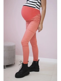 Těhotenské kalhoty, barevná džínovina tmavě meruňková