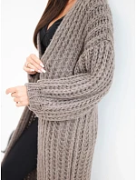 Dámský dlouhý model 22353169 kardigan bez zapínání se širokým rukávem fango - K-Fashion Dámský dlouhý model 22353169 kardigan bez zapínání se širokým rukávem fango - K-Fashion