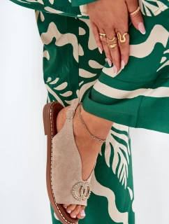 Dámské Sandály S Dekorací Na Plochém Podpatku Eko Semišové Béžové model 21685721 - Boto