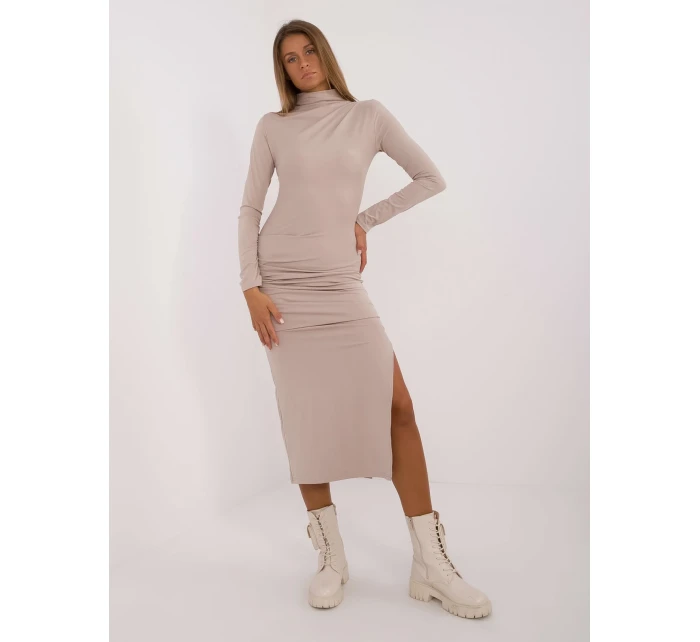 Sukienka LK SK model 20479822 beżowy - FPrice Sukienka LK SK model 20479822 beżowy - FPrice