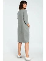 B083 Oversized šaty s přední kapsou - šedé