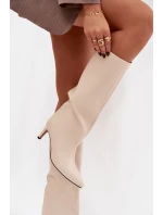 Dámské nazouvací kozačky na jehlovém podpatku Olivienne – světle béžové Dámské nazouvací kozačky na jehlovém podpatku Olivienne – světle béžové