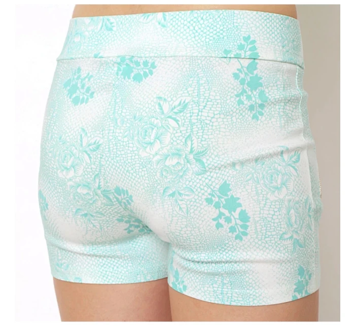 Dámské bavlněné elastické šortky BLACK&FISH zdobené zipy korálová/mint/béžová - BLACK&FISH Dámské bavlněné elastické šortky BLACK&FISH zdobené zipy korálová/mint/béžová - BLACK&FISH
