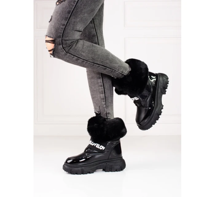 Moderní černé sněhule dámské bez podpatku Moderní černé sněhule dámské bez podpatku