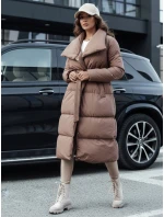 Dámský zimní dlouhý prošívaný kabát FAVI hnědý FashionStreet TY4571