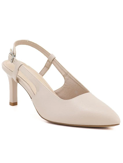 Lodičky na jehlovém podpatku bez podpatku lakované béžové Sergio model 22122381 - LEONE