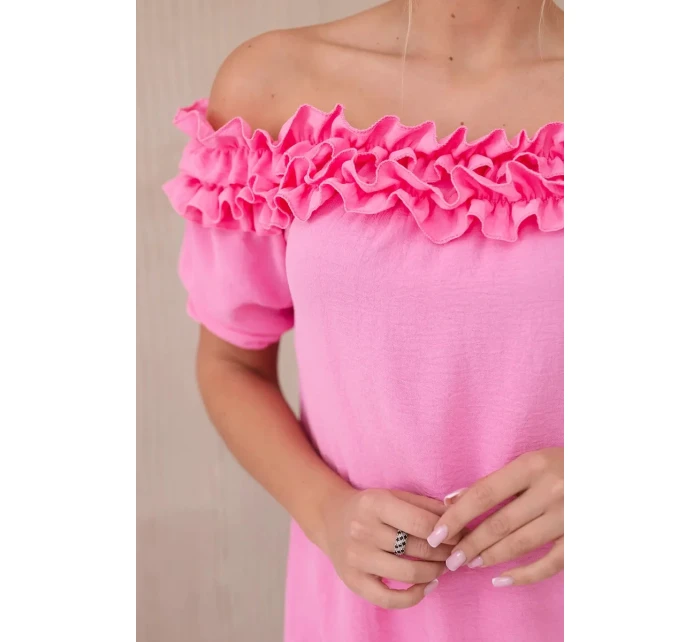 Španělská halenka s malým volánem světle růžová