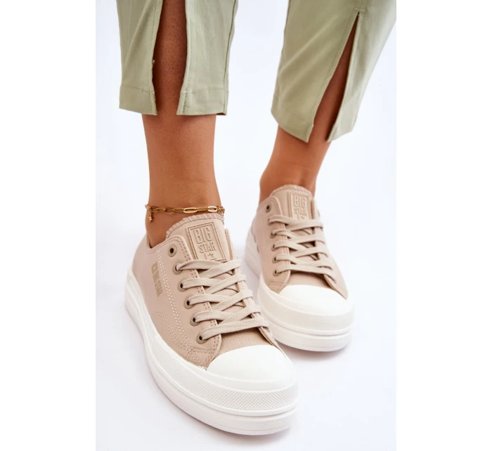 Nízké šněrovací tenisky Big Star LL274969 Béžové Nízké šněrovací tenisky Big Star LL274969 Béžové