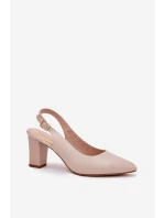 Pohodlné lodičky na podpatku model 21692903 Béžové - SERGIO LEONE