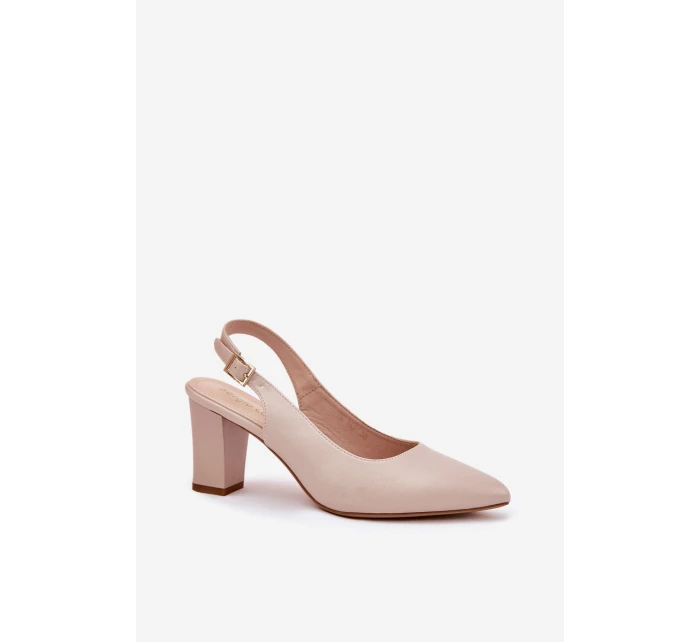 Pohodlné lodičky na podpatku model 21692903 Béžové - SERGIO LEONE