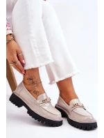 Lakované mokasíny na platformě Světle šedé Ronin